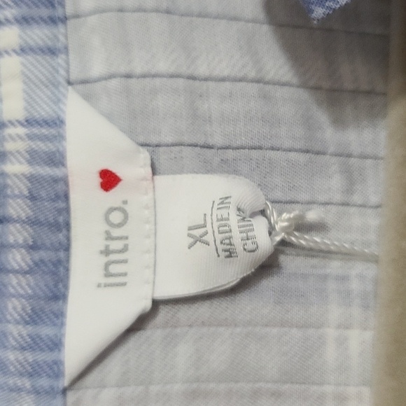 NWT Intro Womens Blouse Blue/White Plaid Pleated V-neck Sz XL - Picture 2 of 11